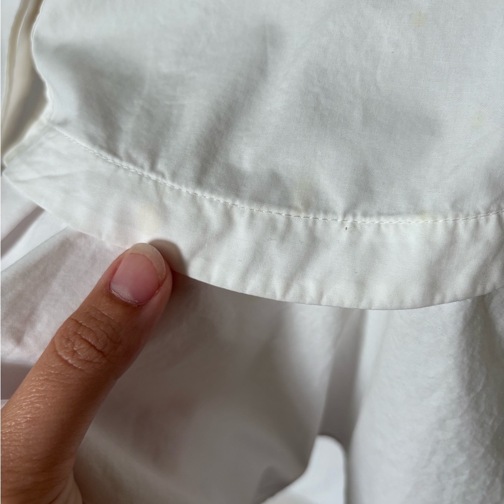 White Poplin Cotton Tank with Ruffled Hem. - Picture 5 of 7